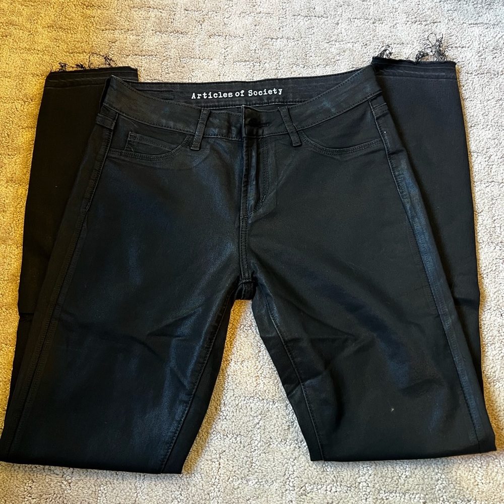 ARTICLES OF SOCIETY BLACK DIAMOND WAXED SARAH SKINNY JEANS